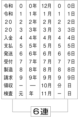 テクノタッチ回転印和文日付(ゴシック体)4号ヨコ