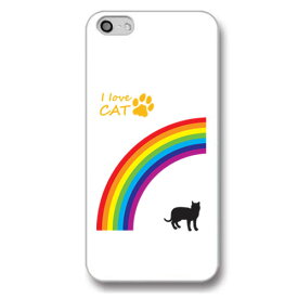 iPhone ケース/カバー iPhone用ケース ホワイト 猫と虹 iphone13 iphone12 iphone8 iphone7 plus 7 plus 6 plus 6s x おもしろ かわいい スマホケース