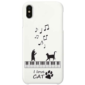 iPhoneケース iPhone13 iPhone13 iPhone12 iPhone11 iPhoneXS Max XR カバー ホワイトケース 猫とピアノ | iPhoneケース 猫 ねこ ネコ かわいい おもしろ 雑貨