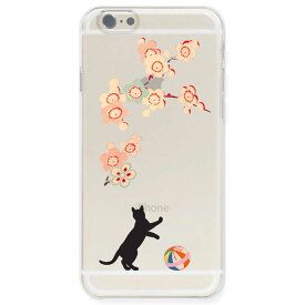 iPhoneケース 猫 TPU ソフト クリアケース ねこ 手まりで遊ぶ猫 iphone13 iphone12 iphone8 iphone7 plus 7 plus 6 plus 6s x おもしろ かわいい スマホケース