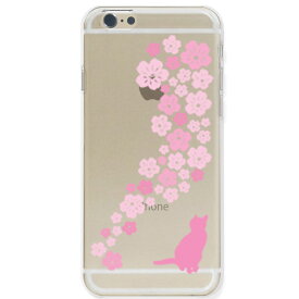 iPhoneカバー ハードケース クリアケース 桜と猫 iphone13 iphone12 iphone11 iphone8 iphone7 plus 7 plus 6 plus 6s x