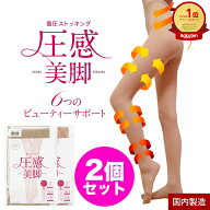 着圧ストッキング 2個セット 圧感美脚 20デニール ボディメイク ヒップアップ【抗菌 防臭 ナチュラルベー…