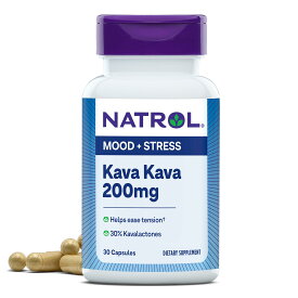 Natrol Mood & Stress Kava Kava 200mg, for Relaxation and Eases Tension, 30 Capsules.