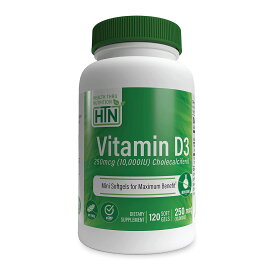 Health Thru Nutrition Vitamin D3 10,000 Iu GMO Free Mini Soft Gels 120 Count