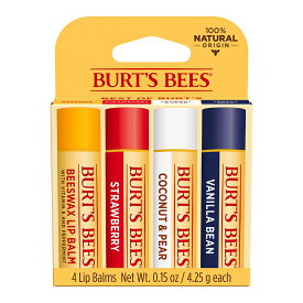 Organic lip balm burt's bees beeswax lip balm set of 4 mint, coconut, strawberry, vanilla