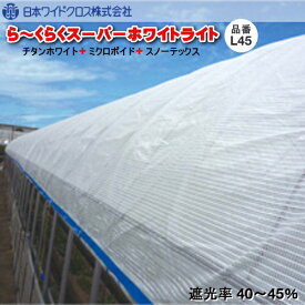 遮熱資材　ら〜くらくスーパーホワイトライト L45 (遮光率40〜45％)　幅：選択　希望の長さ(m)を数量に入力ください
