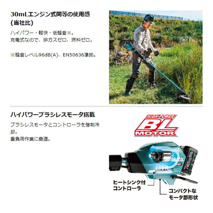 楽天市場】Makita マキタ 充電式 草刈機 MUR005GRM 刈込み幅255mm U 