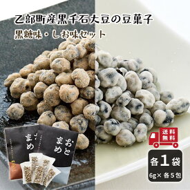 手軽においしく豆菓子を！ おとまめ しお・黒糖味 セット 豆菓子 個包装 黒千石大豆 原種 北海道産 乙部町産 大豆 黒豆 国産 無添加 ポリフェノール アントシアニン 豊富 子ども おやつ 健康 小分け 子供 各1袋 メール便 送料無料