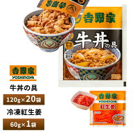 吉野家 牛丼の具 120g【20食詰合せ+紅生姜1袋】 送料無料 冷凍