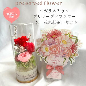 プリザーブドフラワー ガラスボトルケース 母の日 プレゼント プリザーブドフラワー 紅茶 カーネーション 2025 母の日 誕生日プレゼント 結婚祝い 退職祝い 新築祝い 出産祝い 卒業祝い 入学