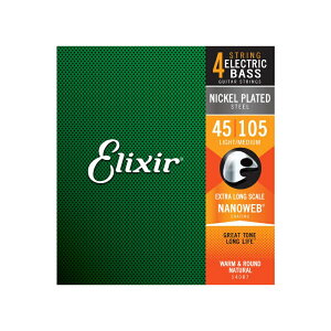 yGLx[XzElixir x[X 14087 NANOWEB 4 EXTRA LONG SCALE LIGHT MEDIUM 45-105 NICKEL PLATED GNT[ R[eBO nCNIeBTEh  x[X 