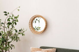 【ラタンミラー】 ミラー 鏡 姿見 壁掛け ウォールミラー 丸型 円型 ラタン 籐 シンプル おしゃれ ナチュラル