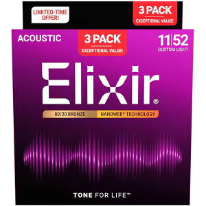 y3Zbg ʌ ʃv[VpbNz Elixir GNT[ AR[XeBbNM^[ 16564 (11027) 80/20 BRONZE NANOWEB CUSTOM LIGHT 11-52 NɈx̂ 3ZbgpbN R[eBO n