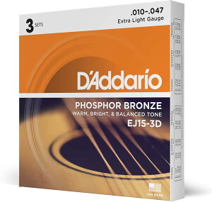 y3ZbgpbNz __I D'Addario EJ15-3D Extra Light 10-47 PHOSPHOR BRONZE AR[XeBbNM^[ 3ZbgpbN 1ZbgÂw肨 Ki ARM AR[XeBbN M^[ 
