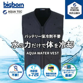 水冷服 冷却ベスト 水冷 クールベスト 冷感ベスト 空調服 物理冷却 熱中症 猛暑対策 熱中症予防 アクアウォーターベスト AT102 ブラック 70 バッテリー不要 保冷剤不要 新商品 新作 冷却 作業着 作業服 S-L AQUATEC ビッグボーン