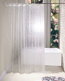 シャワーカーテン 透明 ビニール 防カビ 防水 間仕切り 浴室 お風呂 洗面所 120cm×180cm EVA製 フックリング付き ビニールカーテン　バスカーテン