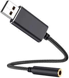 USB to 3.5mm オーディオ ケーブル USB外付け サウンドカード USBポート-3極（TRS）/4極（TRRS）3.5mmミニジャック変換ケーブル