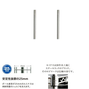 ルミナス 公式 ラック パーツ ポール 延長用 高さ15 柱 2本セット ポール径25mm 追加 スチールラック ワイヤーラック オープンラック メタル 収納棚 収納 棚 業務用 スチール棚 頑丈 防錆 キッ