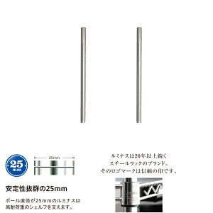 ルミナス 公式 ラック パーツ ポール 延長用 高さ30 柱 2本セット ポール径25mm 追加 スチールラック ワイヤーラック オープンラック メタル 収納棚 収納 棚 業務用 スチール棚 頑丈 防錆 キッ