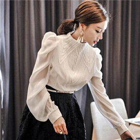 レディース　トップス 　ブラウス シャツ 長袖ブラウス ハイネック　シンプルブラウス 長袖 無地 シンプル おしゃれ 大人 かわいい 柔らかい ふわふわ もちもち オフィス カジュアル 韓国ファッション　韓国ファッション