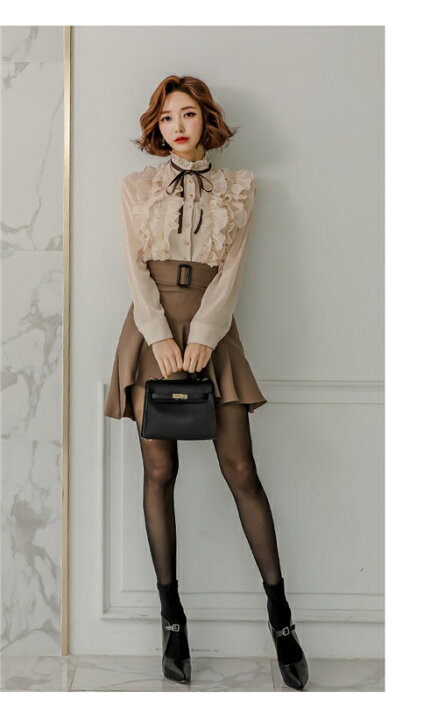 楽天市場】秋冬 セットアップ シフォントップス フレアスカート 2点  