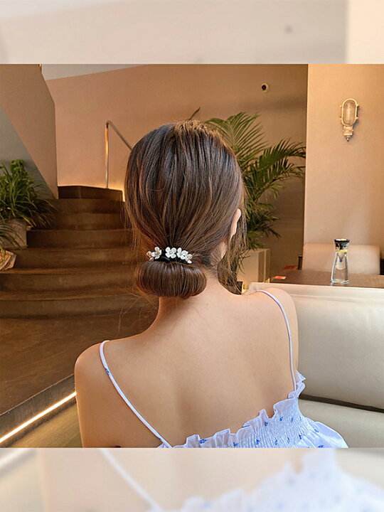楽天市場 あす楽対応 ヘアーアクセサリー ヘアコーム 髪を結ぶ ヘアアップ アレンジ お団子 ごヘア お団子グッズ かみ造型 カジュアル 上品 大人 かわいい おしゃれ フォーマル 二次会 結婚式 お呼ばれ 韓国ファッション One Piece Dress