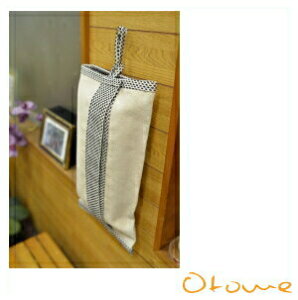 刺子とエコ帆布のコーディネートが美しいOTOME FUO(おとめ ふう)ティッシュケースカバー葉月(はづき)横置き、壁掛け両用(おとめバッグ)キャンバス・帆布グッズ≪エコ帆布「由布」≫