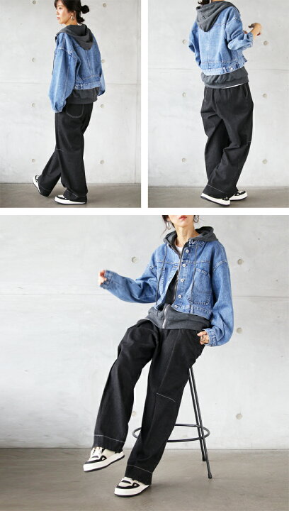 楽天市場 再入荷6月10日10時より パンツ デニムワイドパンツ レディース ブラック 春 夏 秋 冬 ロング カジュアル 可愛い きれいめ すっきり リラックス 楽ちん ステッチとタックで細見え変わりデニム 3 28 Otona