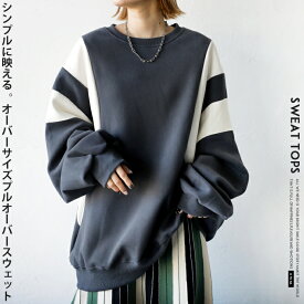 トップス スウェット レディース チャコールグレー 春 秋 冬 長袖 ビッグサイズ オーバーサイズ ドロップショルダー 落ち感 ゆる感 リラックス ラフ カジュアル スポーティー 休日コーデ シンプルに映える オーバーサイズプルオーバースウェット 11/8[N]