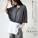 トップス ニットソー レディース チャコールグレー 春 夏 秋 七分袖 ドルマンスリーブ 柄 ドット ニット 透け感 薄手 ゆったり 体型カバー おしゃれ きれいめ カジュアル オトナのちょい足し ドルマンドットニット 4/6 [N2、4]