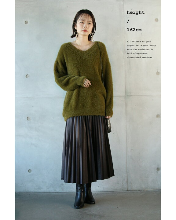 楽天市場】ニット トップス レディース カーキ 秋 冬 長袖 Vネック  