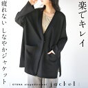 アウター ラフ 楽でキレイ 疲れない しなやかジャケット 羽織り ポンチ素材 ジャージー ラフ ノーカラー 長袖 大きいサイズ オーバーサイズ ポケット付 春 秋 冬 秋冬 ブラック 2/26[N]