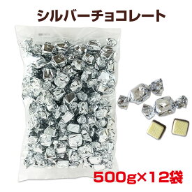 シルバーチョコ 500g 12袋セット（1c/s）個包装 チョコレート 銀色 プチギフト お配り キューブチョコ ホワイトチョコ ウェディング バレンタイン 義理チョコ まとめ買い 大量 業務用お菓子 袋入り