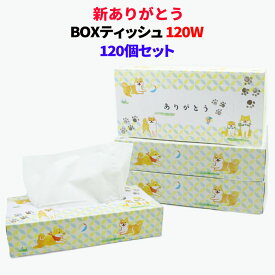 ありがとう販促ティッシュペーパーまとめ買い * ありがとう BOXティッシュ 120W 120個セット(2c/s) * ティッシュ 感謝の気持ちを伝える販促品 ありがとうティッシュ 粗品ティッシュ大量購入 お礼記念品 ノベルティ