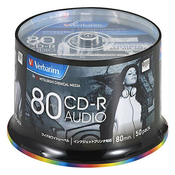バーベイタム Verbatim 音楽用 CD-R 80分 50枚 ホワイトプリンタブル 48倍速