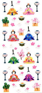 JP363 和風シール ひなまつり おひな様 ステッカーファン  ひなまつりに 音手箱