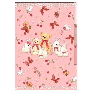 CF-15676 たけいみき A4クリアファイル3P うさぎとテディベア Miki Takei Collection クローズピン Clear File ClothesPin 音手箱