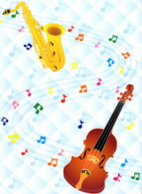 音楽雑貨　ファイル　バイオリンとサックス　CF526　ステッカーファン