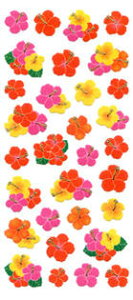 JP375 和風シール ハイビスカス ステッカーファン 音手箱