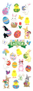 HR312 HAPPY EASTER  ラメ入りシール イースター ステッカーファン 音手箱