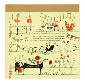 BA-0152 ブロックメモ カノン Happy Tone ピアノ ネコ クマ トリ リス 動物 バレエ かわいい  シンジカトウ シンジカトウ 発表会 記念品  Shinzi Katoh こころとどむ 吉澤