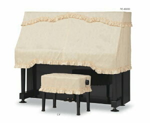 「ピアノクロスおまけいたします」ピアノケープ CP690L(旧-590CI) 音符&ロープ柄 アイボリー 音手箱