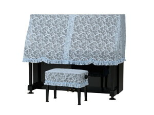 吉澤 「ピアノクロスおまけいたします」PC-835HB アップライトピアノ用ハーフカバー (ピアノケープ)ハート ブルーレース 音手箱