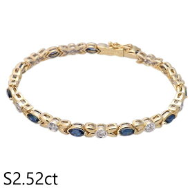音羽屋■ サファイア/2.52ct ダイヤ/0.81ct K18YG ブレスレット 鑑別カード付き 仕上済【中古】
