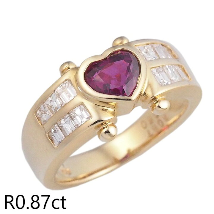 楽天市場】音羽屋□ ルビー/0.87ct ダイヤ/0.60ct K18YG ハート 