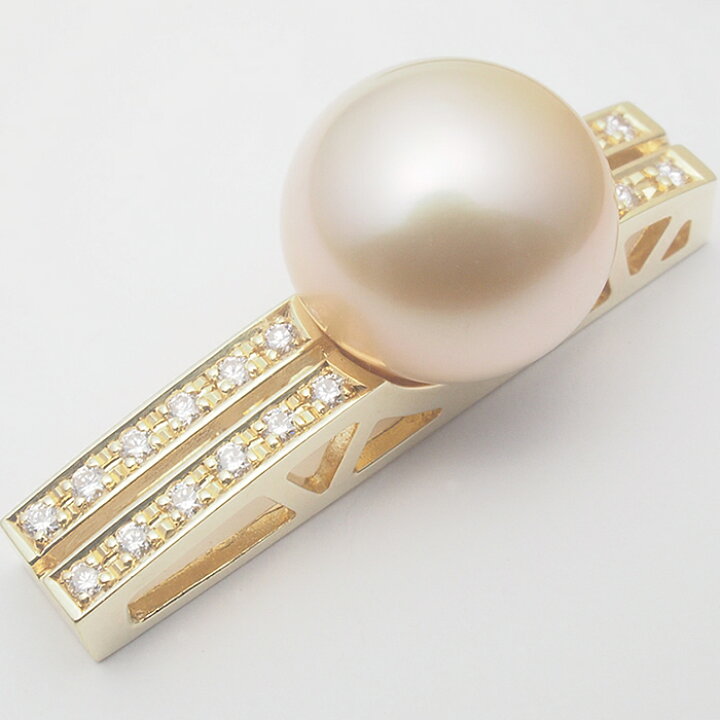 楽天市場】音羽屋□ 南洋 白蝶 ゴールデンパール/10.5mm ダイヤ/0.10ct 