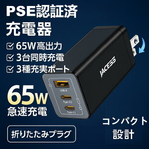 GaN  65w }[d [d yʉiz^CvC typeC o 3|[g}[d ߓd ߔM Zی ܂肽ݎvO PSEF؍ EΉ100 240V USB[d iPad Android iPhone S@