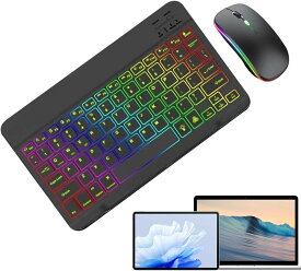 【楽天スーパーSALE10%OFF】ワイヤレスキーボードとマウスバックライト付き、2つのライトモード付き7色キーボード、スリムポータブルコンピュータキーボード、スクールワイヤレスキーボードとマウス、オフィスバックライト付きキーボードとマウス