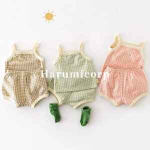 【クーポンで1,463円】ベビー服 セットアップ 女の子 男の子 上下セット キッズ 子供服 tシャツ チェック柄 ショートパンツ おしゃれ 可愛い 赤ちゃん 新生児 ルームウェア 部屋着 韓国こども