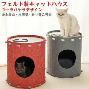 猫 ハウス フェルト 多頭飼い キャットタワー折りたたみ キャットハウス にゃんすハウス コーラバケツデザイン 爪とぎベッド 隠れ家 ベッド リビング映えデザイン 猫爪とぎベッド 猫ベッド